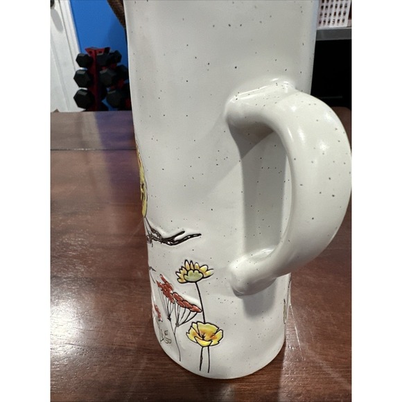 Pottery Pitcher Wildflowers With Songbirds 9.5" - Picture 2 of 5